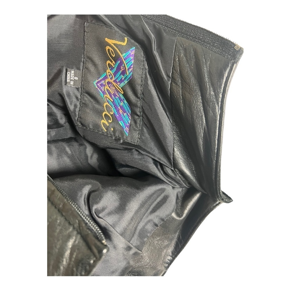 Verducci Black Vintage 80s Genuine Leather Pant Size 8 - Picture 6 of 12